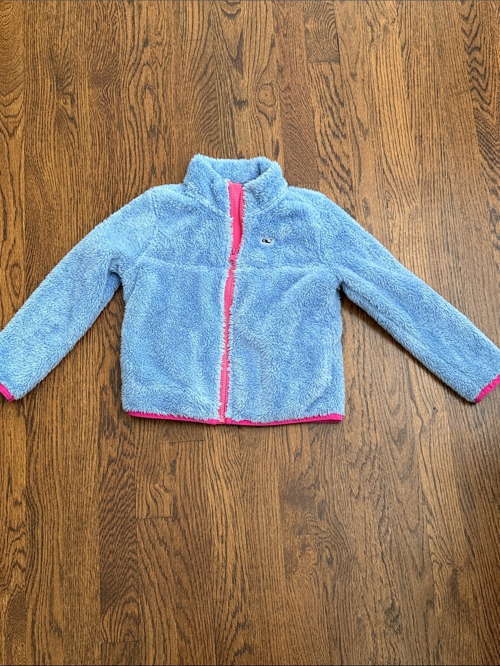 Vineyard vines Light Blue Kids Fleece Jacket with Pink Trim